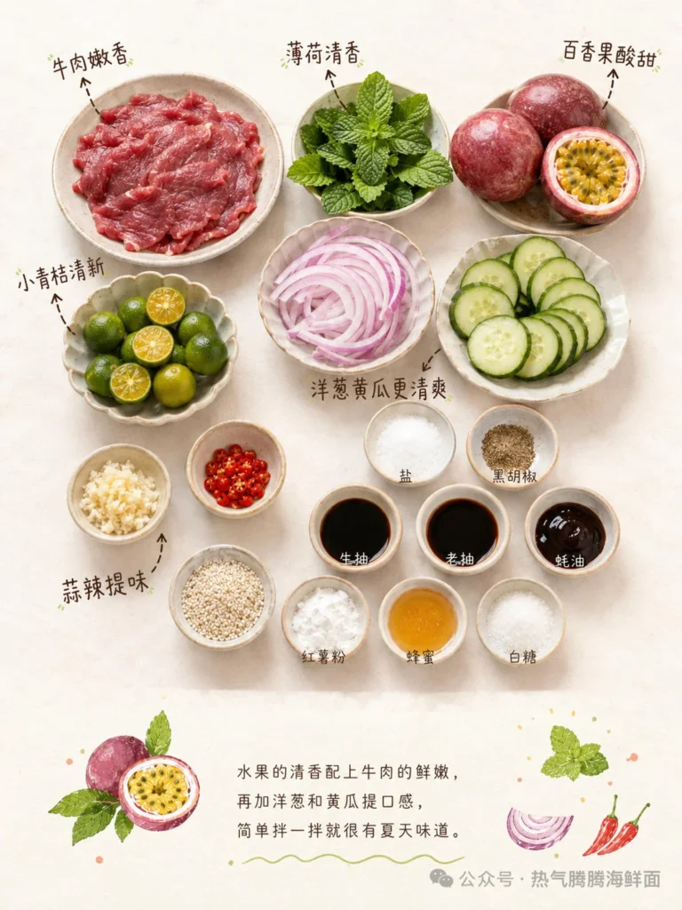 Passion Fruit and Mint Cold Beef Salad