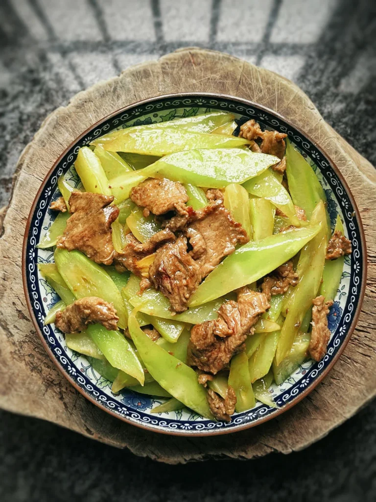 Stir-fried Beef with Celtuce