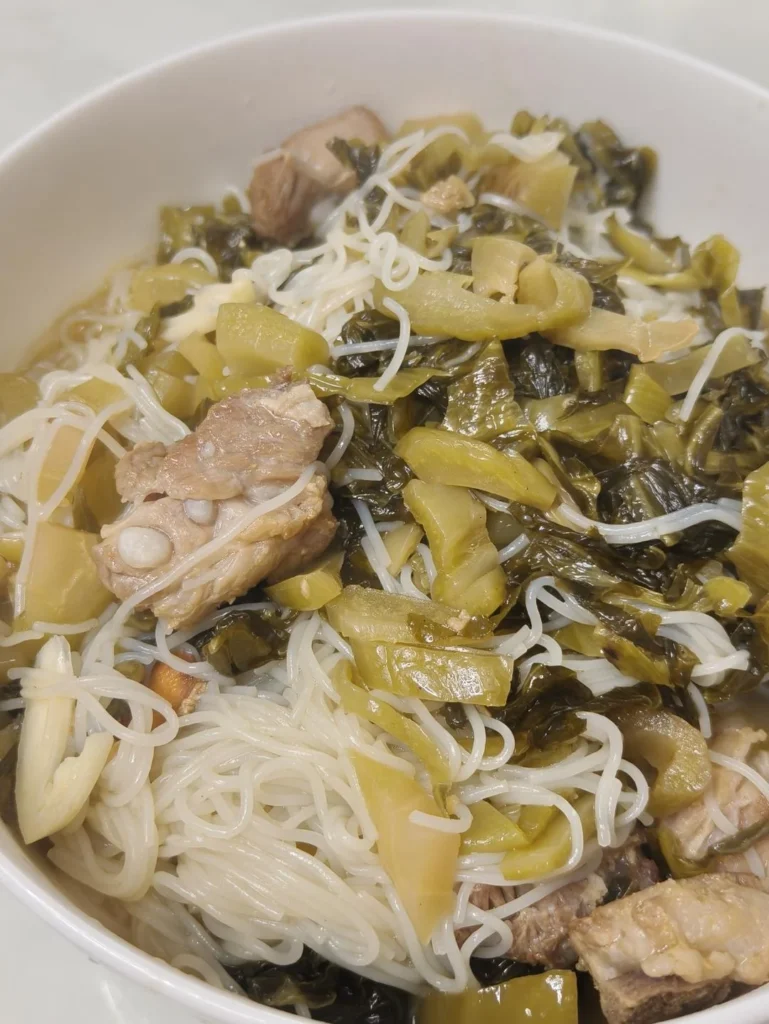 Classic Braised Pork Ribs with Pickled Mustard Greens and Glass Noodles